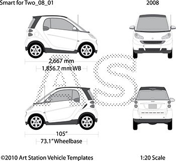 Smart ForTwo Coupe (Model 451) vector drawing