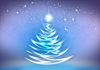 Christmas card Conceptual blue image with christmas tree theme
