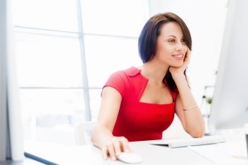 Modern business woman sitting in the office Modern successful business woman