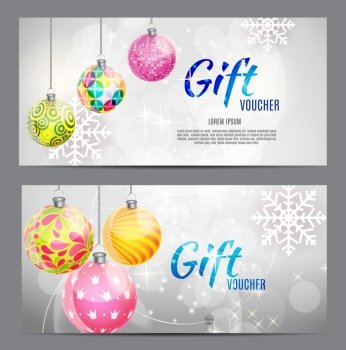 Christmas and New Year Gift Voucher  Discount Coupon Template Vector Illustration EPS10 Christmas and New Year Gift Voucher  Discount Coupon Template