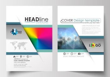 Business templates for brochure  magazine  flyer  booklet or annual report Cover design  flat layout in A4 format Abstract triangles  blue triangula