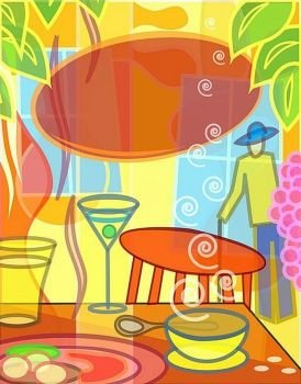 Metallic ready file Colorful editable vector illustration of a cafe scene
