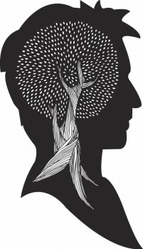 Metallic Ready File Silhouette of man acute;s head with hand drawn tree