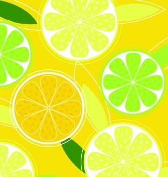 Metallic Ready File Citrus fruit background vector - Lemon  Lime and Orange