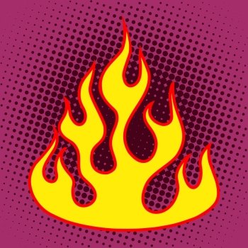 Flame retro silhouette pop art style Fire heat energy hot Flame retro silhouette