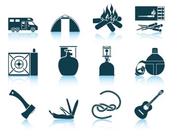 Set of camping icons EPS 10 vector illustration without transparency