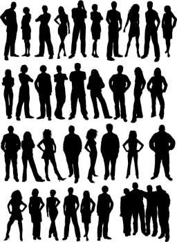 casual people silhouettes