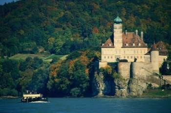 Castle on the riverbank  Schonbuhel Fortress  Austria