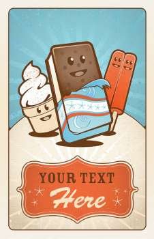 Retro style ice cream poster with room for text