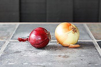 Onions in an outdoor kitchen