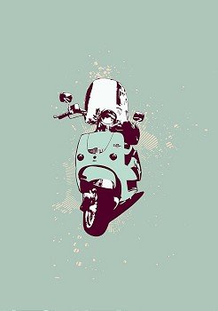 Retro style of scooter bike Grunge style Vector illustration
