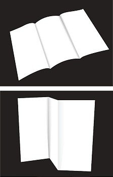 Two sheets of blank folded paper