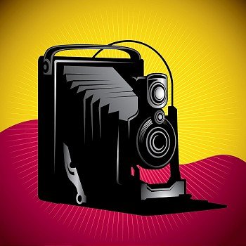 Stylized illustration of old camera