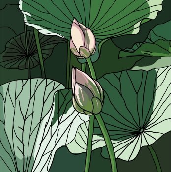 EPS Realistic Oriental lotus - a flower  Vector illustration