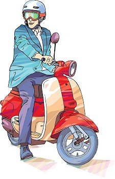 Businessman on the scooter