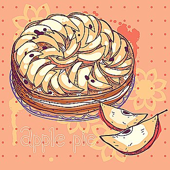 vector illustration of an apple pie