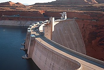 Dam on Lake Powell  Glen Canyon Dam  Arizona-Utah  USA