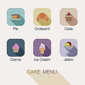 Cake Sweet Candy shop vector icon menu design Useful for web and apps Buttons pie  croissant  cake  creme  ice cream  gelato