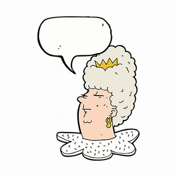 Stock Image Details: ING_19068_286218 - cartoon queen's head with speech  bubble