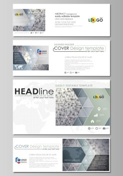 Image Details ING_52022_22712 - Social media posts set. Business templates.  Abstract flat design template, vector layouts in popular formats. Pattern  made from squares, gray background in geometrical style. Simple texture.. Social  media
