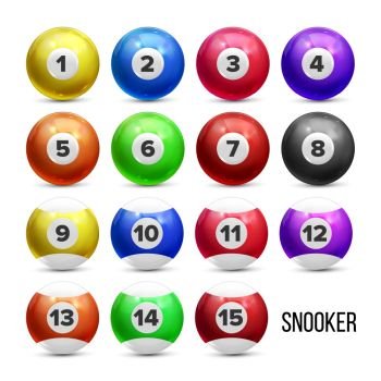 Vector Flat Colored Balls With Numbers Pyramid In Wooden Rack