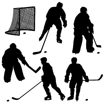Silhouette hockey goalie isolated on white background. Vector illustration.  Stock Vector