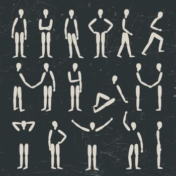 People silhouettes Human figures in different poses Vector silhouette