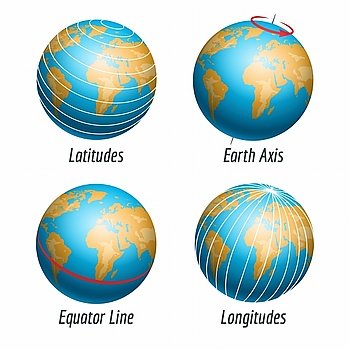 Latitude and longitude of earth globe Latitude and longitude of the earth globe vector illustration