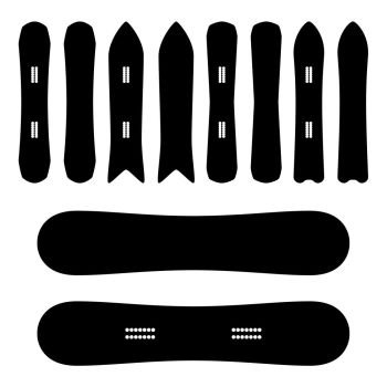 Snowboard Icons Set Vector Black And White Different Types Isolated Snowboards Symbols  Sign Snowboard Icons Set Vector Black And White Differe
