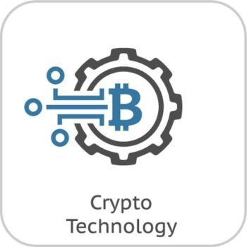 Crypto Technology Icon Crypto Technology Icon Modern computer network technology sign Digital graphic symbol Gear with Bitcoin Sign Concept desi