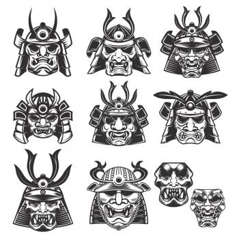 samurai mask tattoo stencil