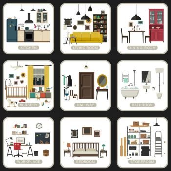 Illustrated Rooms in a House Vocabulary