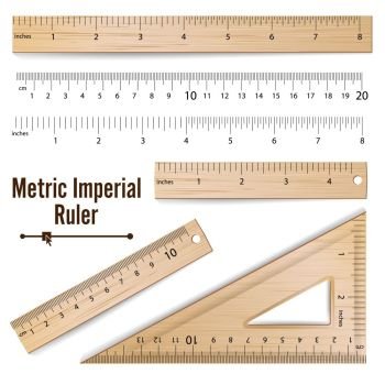 Realistic metal ruler measuring tool 12 inches Vector Image