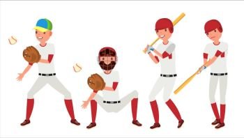 Baseball Isometric Sport Game Team People In Action Poses Running