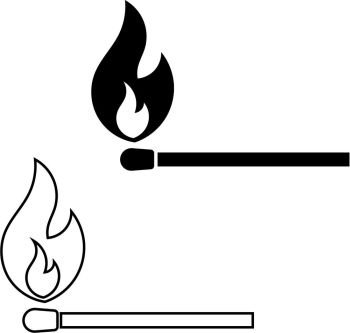 Match Set - Unused, Burning and Burned Matchsticks. Isolated on White  Background. Vector. Stock Vector - Illustration of black, burn: 106120444