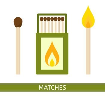 Open matchbox near to one match Royalty Free Vector Image