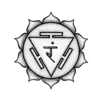 Vector fourth heart Anahata chakra sanskrit seed mantra Yam