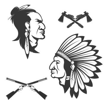 native american chief clipart black and white