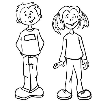 child standing clipart black and white