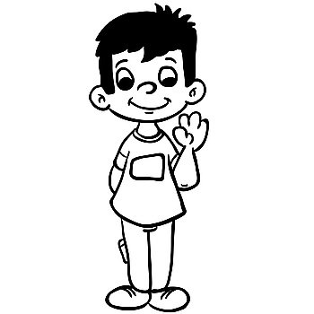 child standing clipart black and white