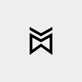 Letter M AM MA MM Monogram Logo Design Minimal Icon With Black