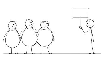 You searched for vector cartoon stick figure drawing conceptual  illustration of group of thin men looking at crowd of angry fat or obese  people.. vector cartoon illustration of group of thin men