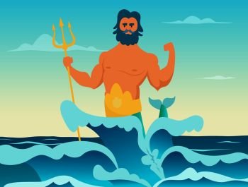 You searched for poseidon greek god of sea with trident cartoon vector  illustration
