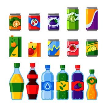 Glass bottles with fruit juice collection Vector Image
