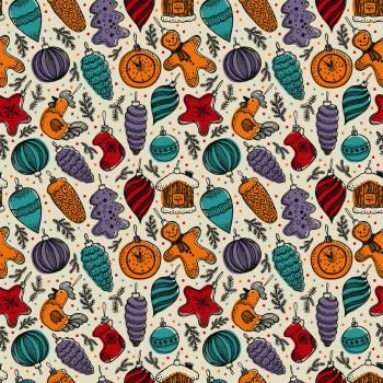 Colorful christmas elements seamless pattern background Colorful cute christmas elements seamless pattern background in retro style
