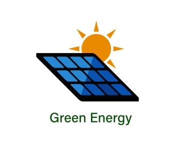 Logotype of solar energy Ecologyc industry Solar panels Green energy sign EPS 10 Logotype of solar energy Ecologyc industry Solar panels Green