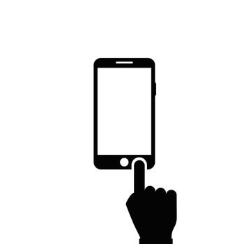 Pointing icon on the touch screen of the smartphone Vector isolated sign EPS 10 Pointing icon on the touch screen of the smartphone Vector isolate
