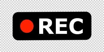 Recording sign REC icon Isolated vector element on transparent background Recording black with red vector sign EPS 10