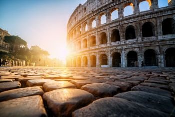 Colosseum in Rome  Italy at sunrise - The Rome Colosseum was built in the time of Ancient Rome in the city center It is the main travel destination 