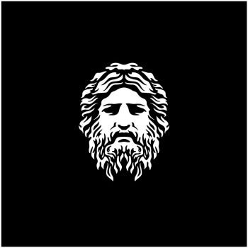 Ancient Greek God Sculpture Philosopher Face like Zeus Triton Neptune logo design